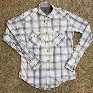 Twenty X blue/purple & white Snap Button Down Long Sleeve Shirt Size Medium